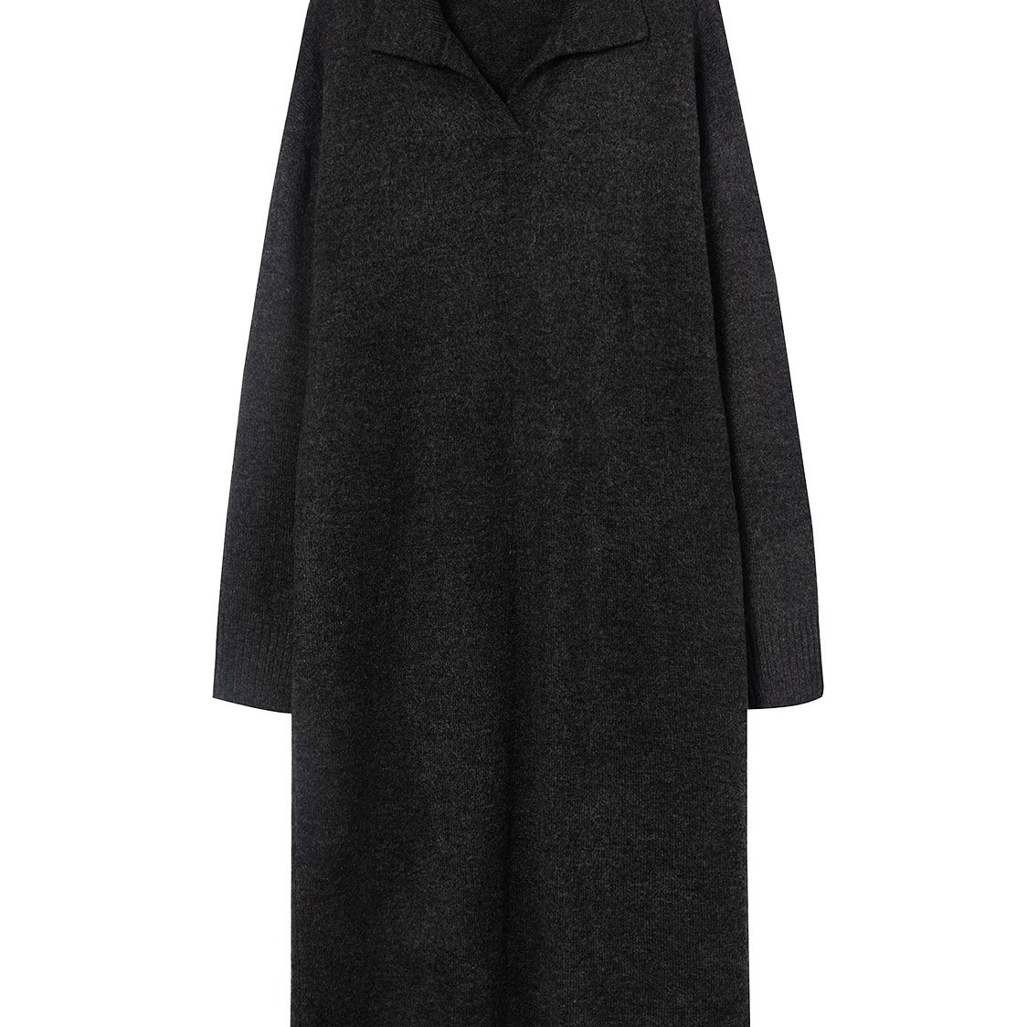 Polokragen Unterrock Herbst Winter, gepaart mit Mantel, lang knielang, fauler Stil, lockerer und dicker Pullover, gestrickt_voghion.com