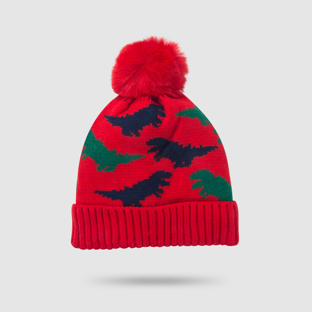 Cartoon Dinosaur Children's Hat Autumn And Winter Cute Plus Velvet Warm Baby Knitted Hat display picture 8