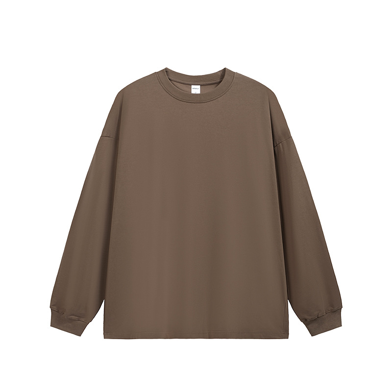 JIEZHAN | 305Gfog カラー長袖 Tシャツ 25 秋アメリカンソリッドカラーコットンルーズカップルボトリングシャツ