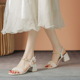 High rise thick heel shoes for girls to wear with skirts 2022 new women's shoes small fragrant silk flat sandals