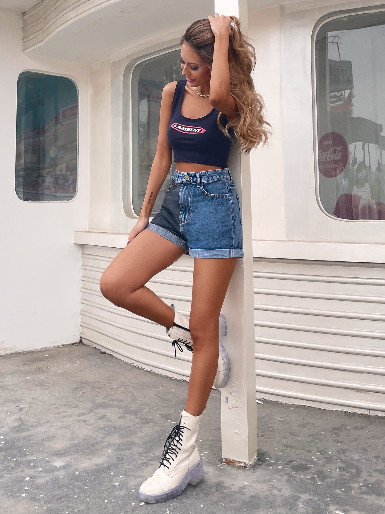 women s loose color matching denim straight shorts nihaostyles wholesale clothing NSJM80950