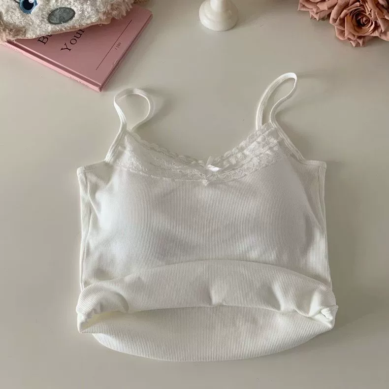 Туника-майка из кружева с чашками, безрукавка в стиле майки, бантик, один размер