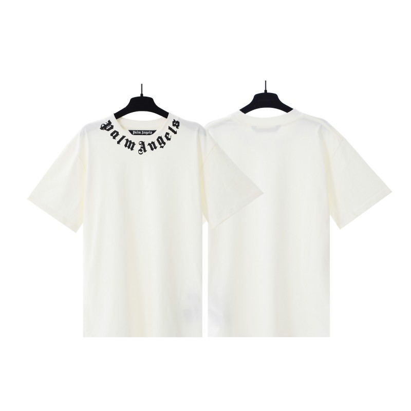 Comercio exterior transfronterizo al por mayor PA pintura en aerosol carta manga corta palmera niebla calle alta marca de moda graffiti logo hombres y mujeres camiseta