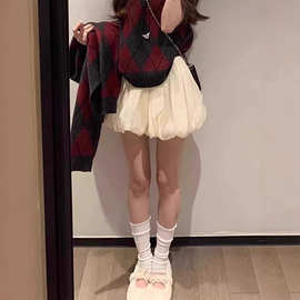 小众美式百搭花苞半身裙2025夏季新款显瘦褶皱甜美蓬蓬裙潮女ins