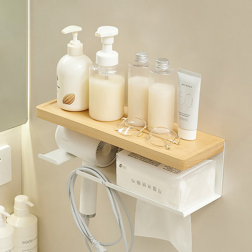 Log hair dryer rack without punching beech white bathroom storage rack bathroom bathroom Dyson hair dryer hanger