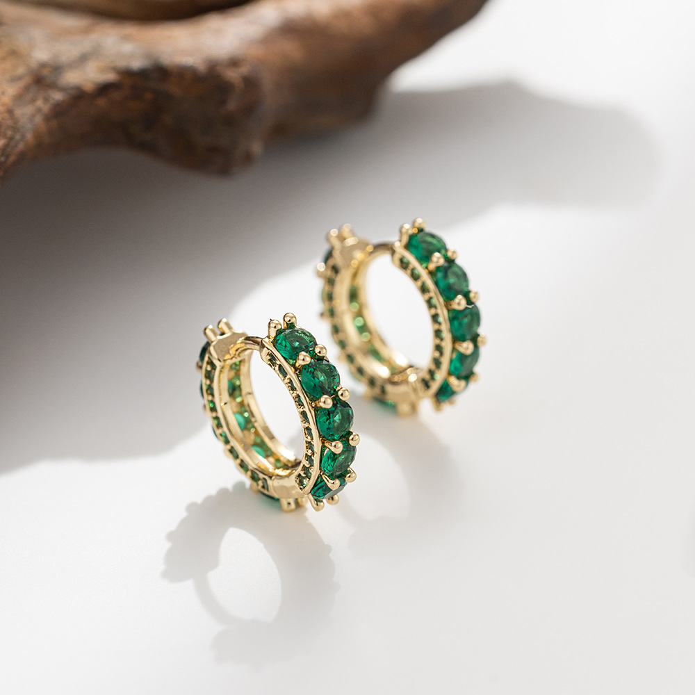 Unisex Gender 1 Pair Simple Style Geometric Copper Zircon Hoop Earrings