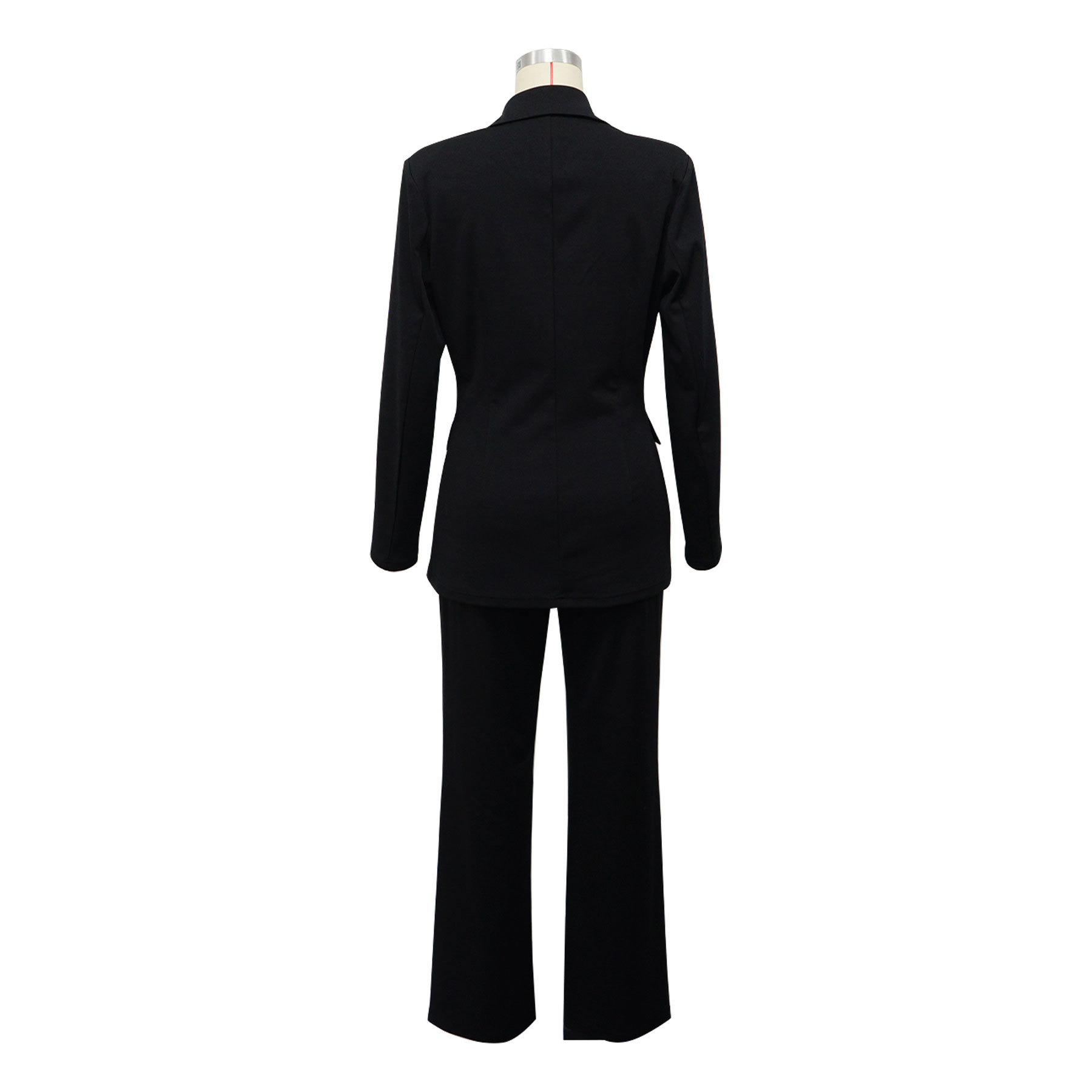 Women's Solid Color Button Suit Trousers Set With Lapel Professional_ecoleips.com