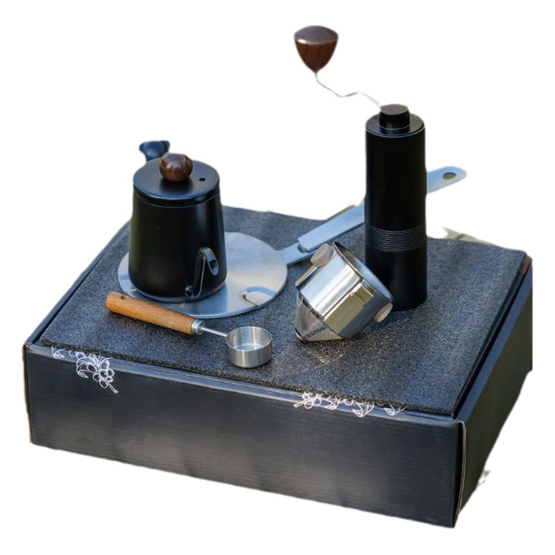 Traje de café de mano portátil al aire libre cafetera caja de regalo núcleo de acero molinillo de grano de café combinación mano molienda traje de camping