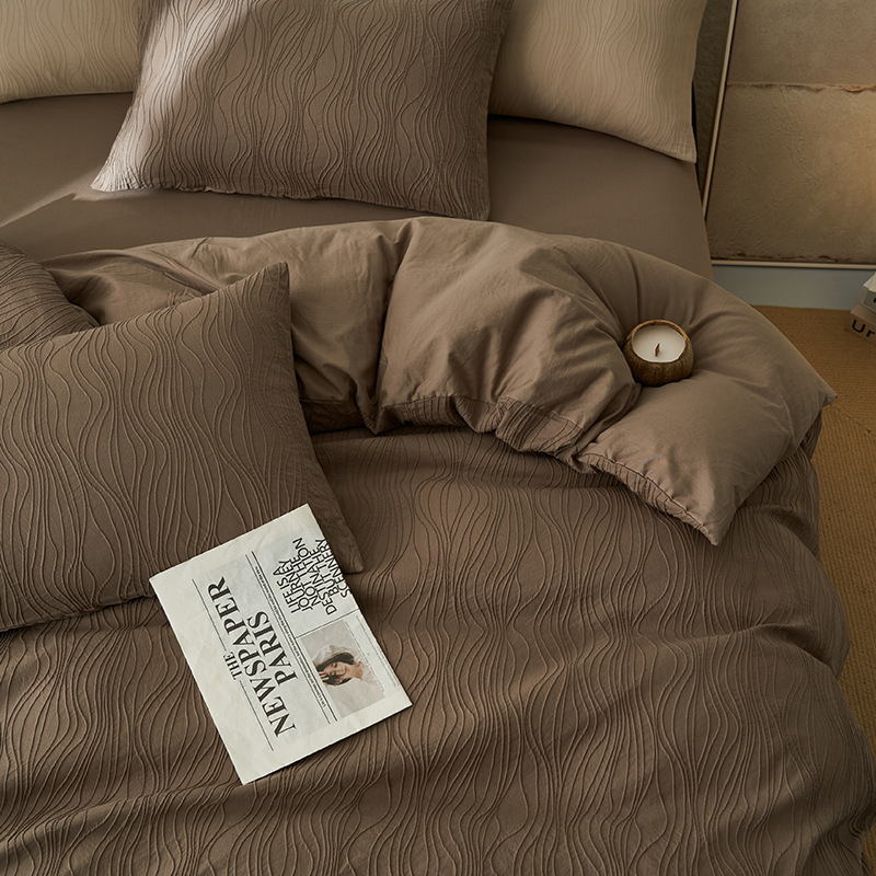 Classe A algodón 100% algodón cuatro piezas Jacquard tres capas de gaza cubierta sábanas de algodón lavado con agua cama cama cama de cama