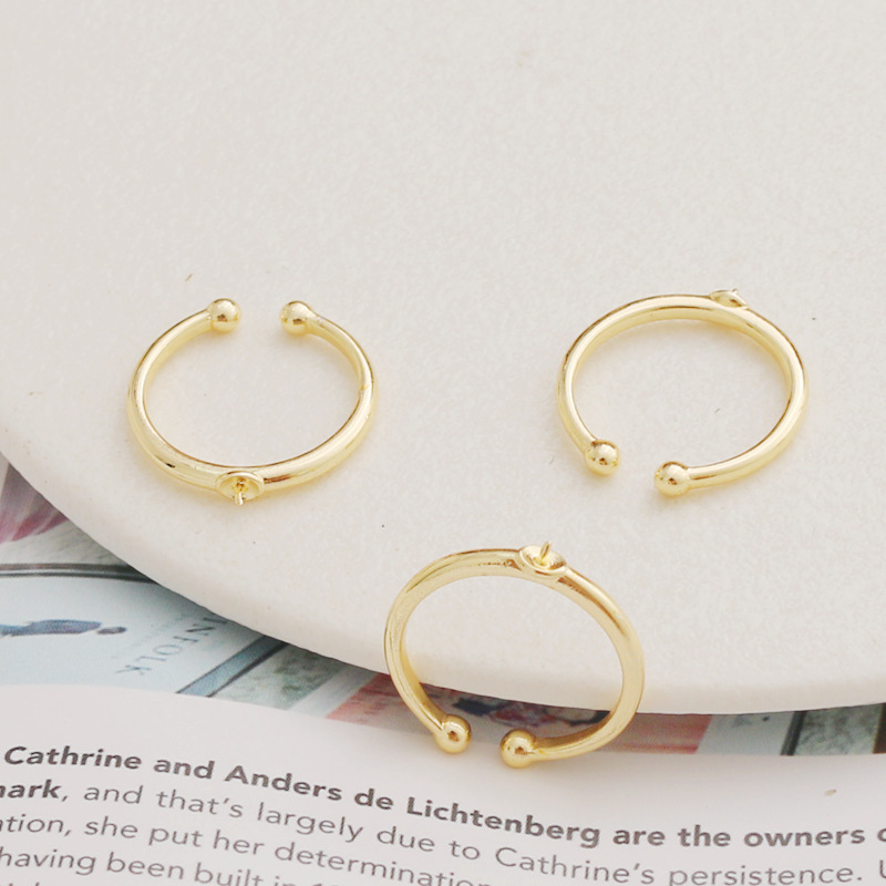 14K gold-wrapped color-preserving ear ring ring paste pin opening ring ring diy ear stud material jewelry accessories