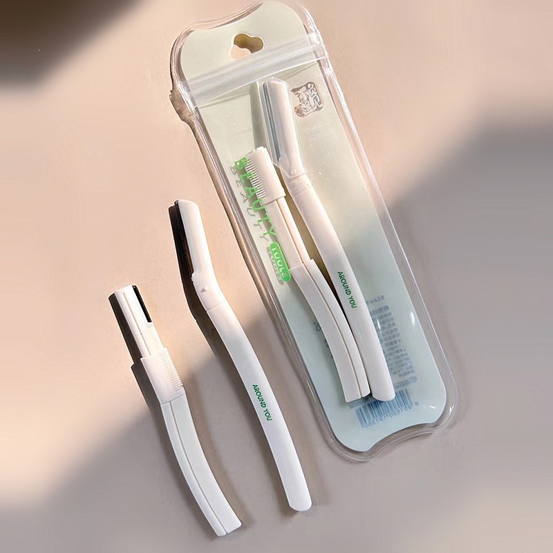 Snow Mary Push-Lid Eyebrow Trimmer with Comb, Foldable Eyebrow Razor, Makeup Artist Set, Eyebrow Razor for Beginners
