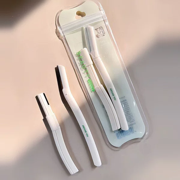 Snow Mary Push-Lid Eyebrow Trimmer with Comb, Foldable Eyebrow Razor, Makeup Artist Set, Eyebrow Razor for Beginners