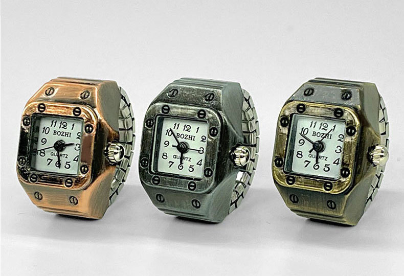 Round, Square Dial Shape Daily, Street Occasion Retro Classic Style Geometric Quartz Watch Rings