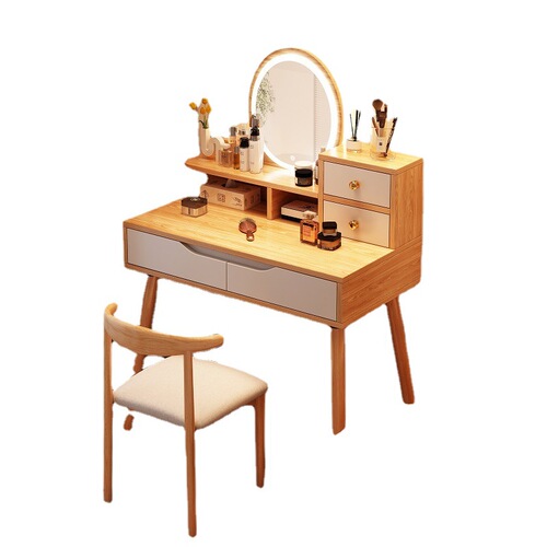 Makeup table, bedroom, home, small apartment, storage cabinet, integrated dresser, stool, ins style internet celebrity, Japanese style dresser