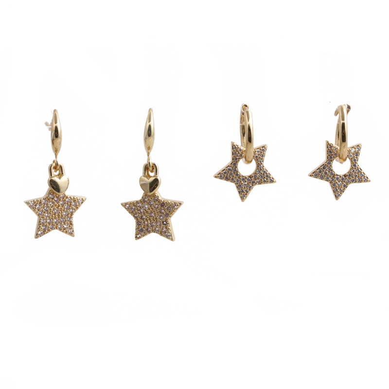 Pendientes De Botón De Circonita Estrella Simple De Moda display picture 7