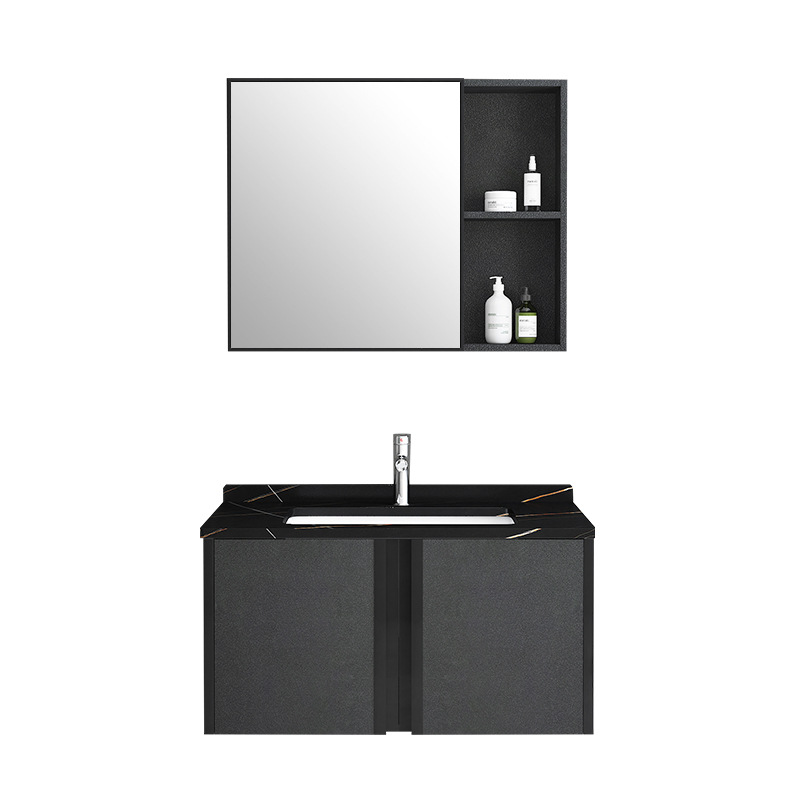 Gabinete de baño de aluminio espacio combinación moderno simple pequeño apartamento cuarto de baño lavabo espejo gabinete