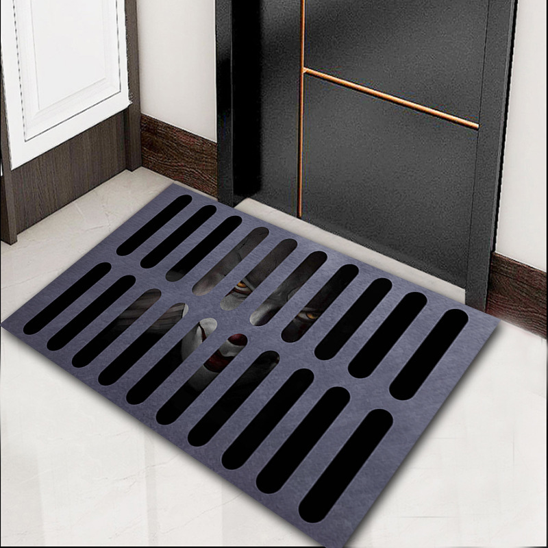 Fábrica transfronteriza alcantarilla cubierta de alcantarilla alfombra de payaso estera de la puerta de Halloween cráneo diseño fantasma cara estera del pie estera del baño