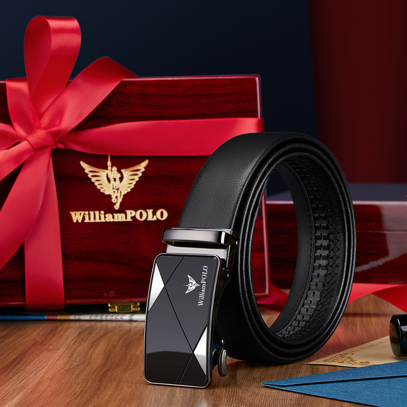 Cinturón de cuero genuino para hombre de alta gama, con hebilla automática de aleación, cinturón de Guangzhou para hombre, venta al por mayor genuina.