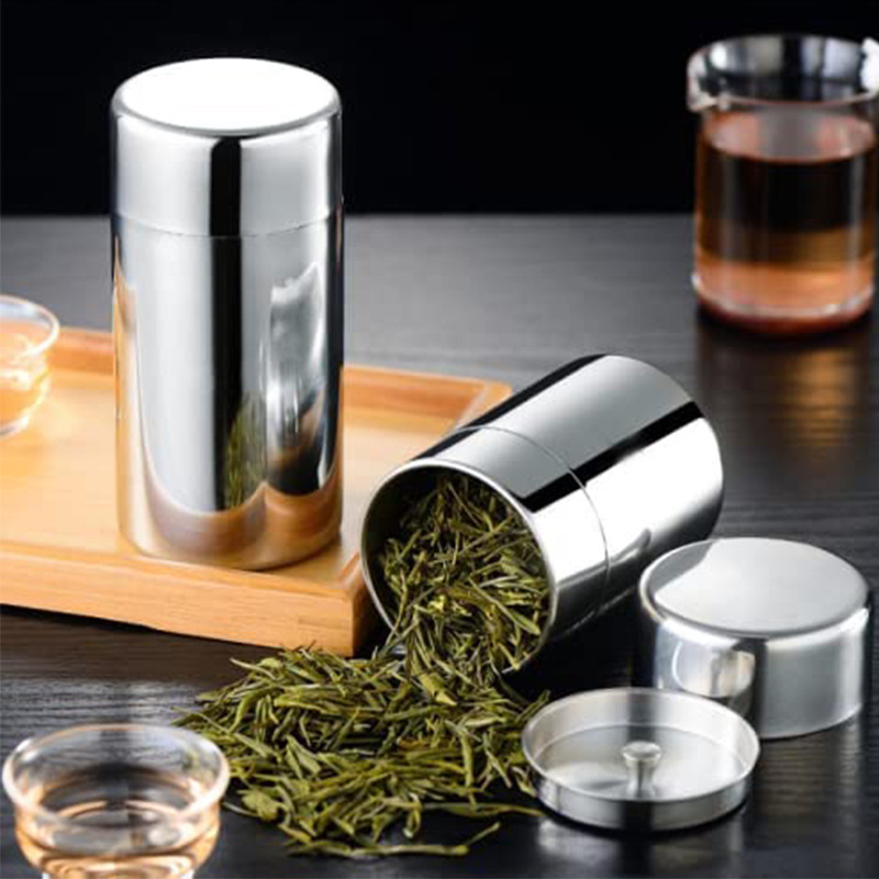 304不锈钢茶叶罐双盖密封茶罐茶叶通用罐便携式旅行杂粮罐密封