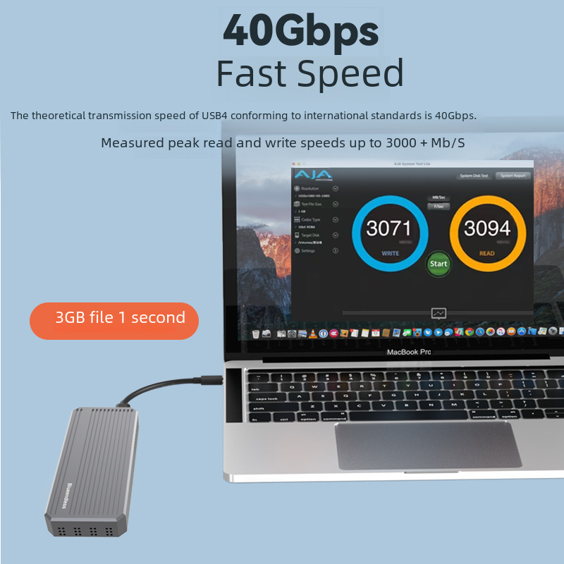 usb4硬盤盒m.2nvme固態硬盤讀取器40G雷電4移動硬盤盒RGB燈帶風扇