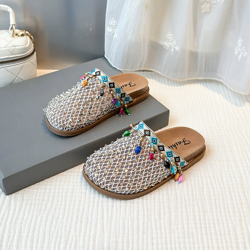 Детские босоножки Birkenstock на толстой подошве с сеткой, летняя новинка 2025 года, корейский стиль, открытые босоножки на низком ходу