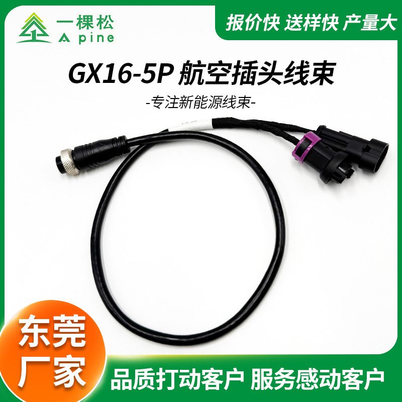 DJ7021-15-11  DJ70217-6.3-21防水插头线束 GX16-5P航空插头线束