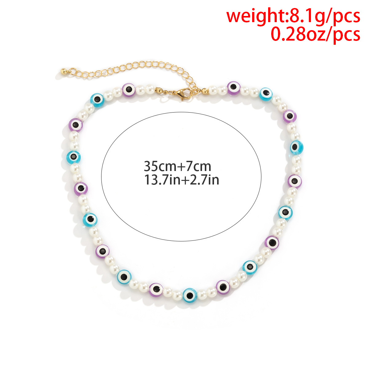 Fashion Mix Beaded Acrylic Pearl Eyes Contrast Color Single Layer Necklace Wholesale Nihaojewelry display picture 11