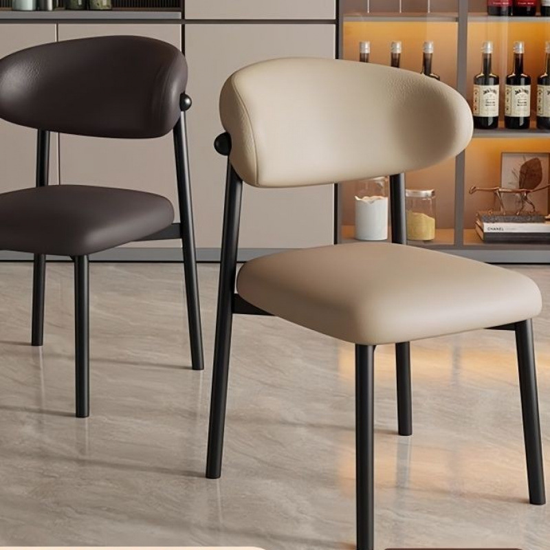 Nordic Modern Minimalist Wrought Iron Dining Chair for Home, Restaurant, Hotel, Light Luxury Soft Cushion Backrest Chair, Wingback Chair