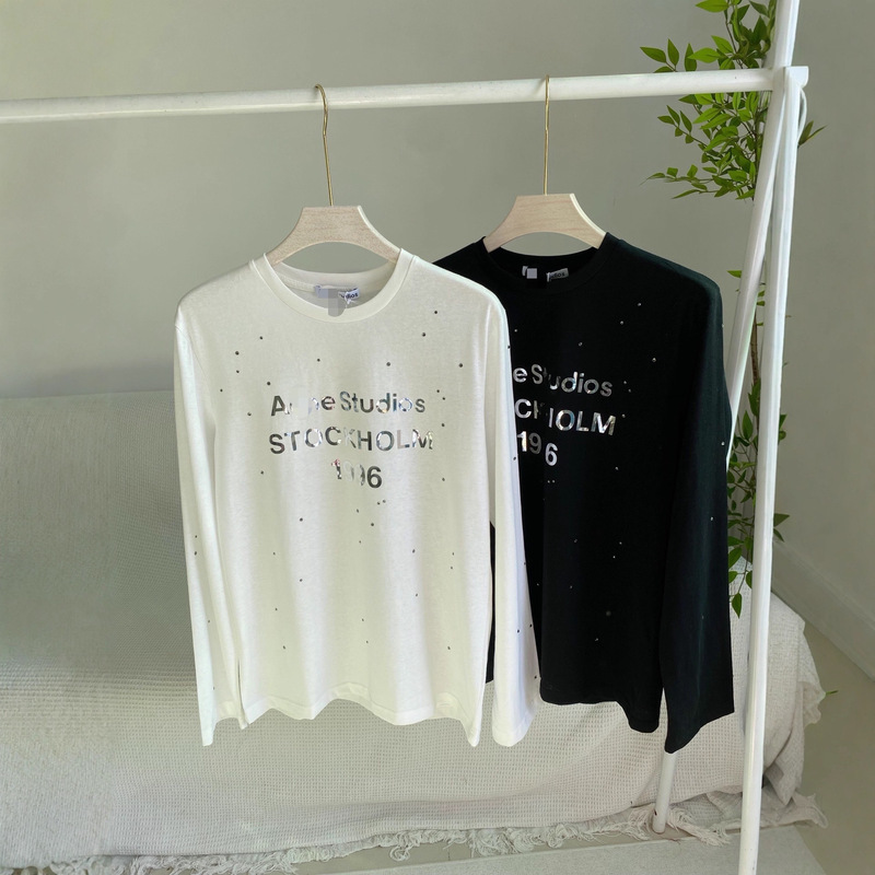 Trendy Ac Silver Letter Rhinestone Limited Edition American Style 1996 Letter Women's Long-Sleeve T-Shirt for Sun Protection Trendy Ac Silver Letter Rhinestone Limited Edition American Style 1996 Letter Women's Long-Sleeve T-Shirt for Sun Protection