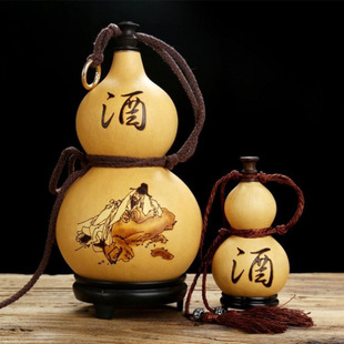Natural Gourd Pendant Outdoor Portable Water Bottle for Water and Wine Medicine Real Gourd Wine Bottle Cork Mouth Beeswax Leak-Proof