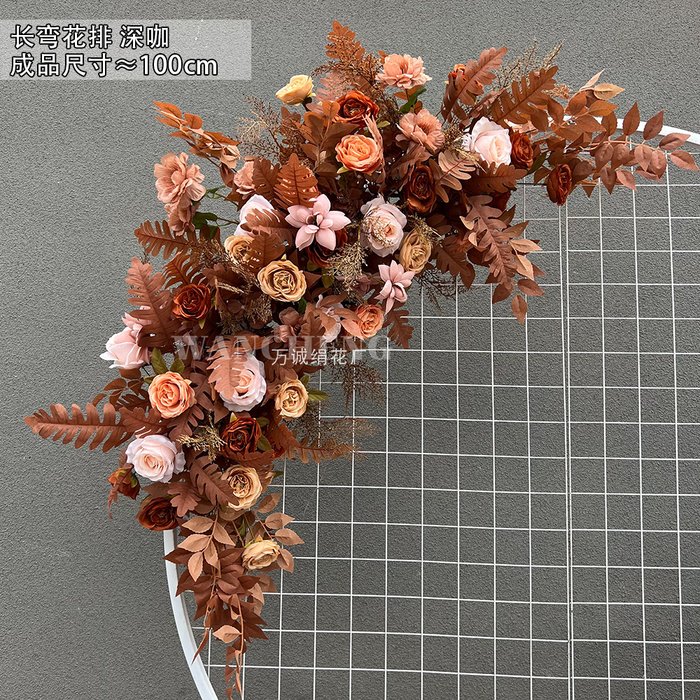 El comercio exterior de la boda flor artificial piso de la boda flor de seda apoyos de la flor de eucalipto flor artificial fila accesorios de la boda floral