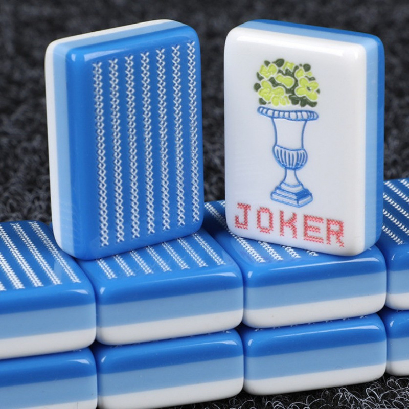 Blue bow 3-layer spliced acrylic American mahjong tiles, in-stock wholesale outdoor portable hand-play mahjong