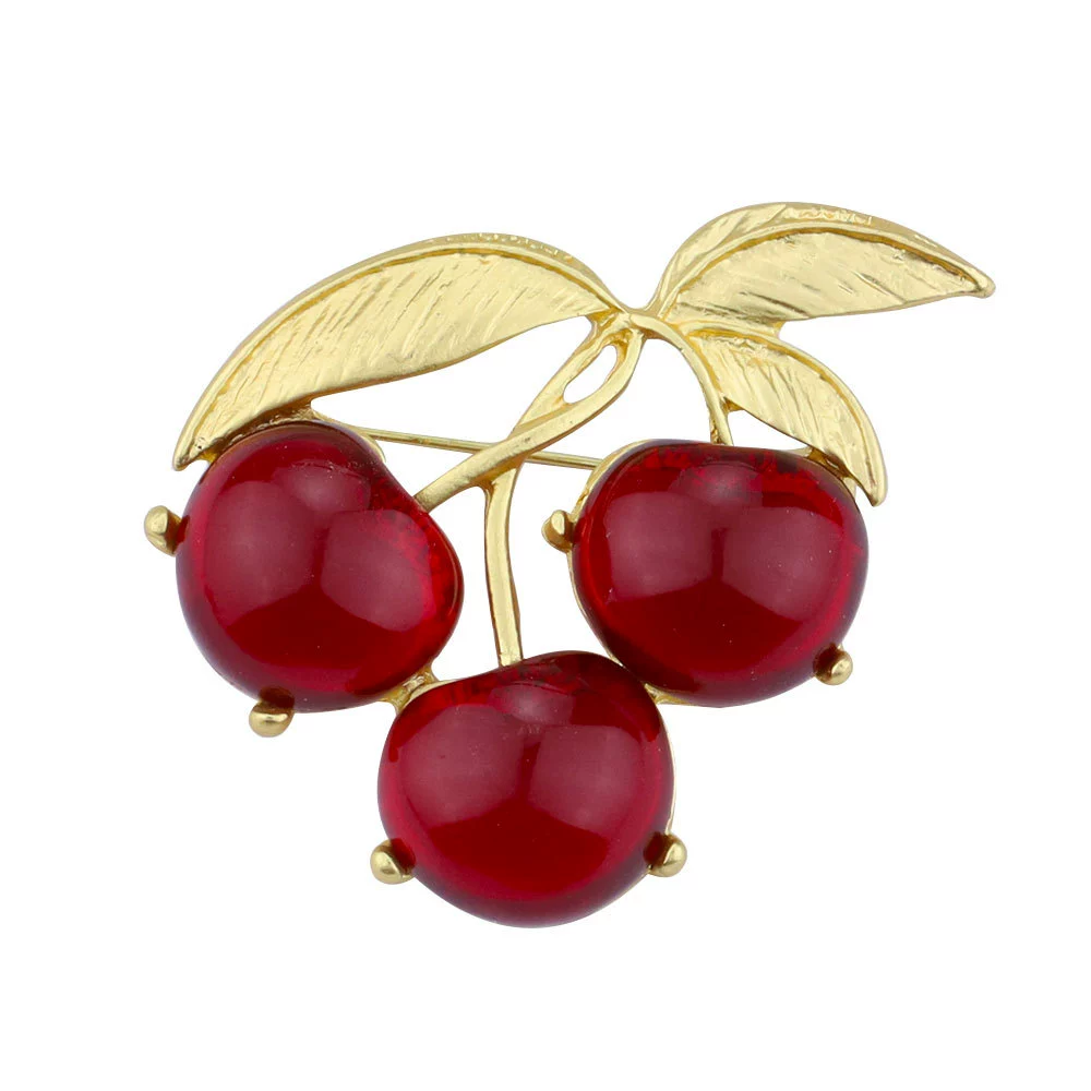 Red small design brooch, sophisticated fruit pin, suit lapel pin, for import