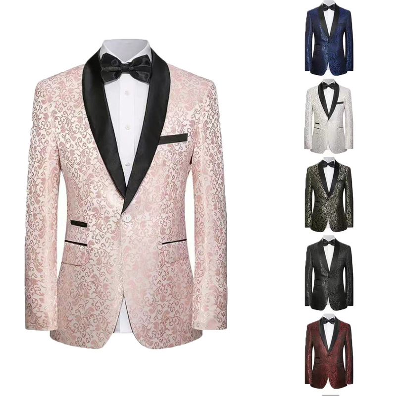 2024 foreign trade fashion cross-border floral cloth fancy suit 4 color optional single western bulk suit a generation of hair
