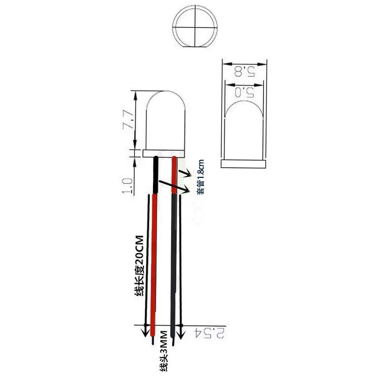 Transparent multicoloured LED indicator lamp, 12v, 5mm