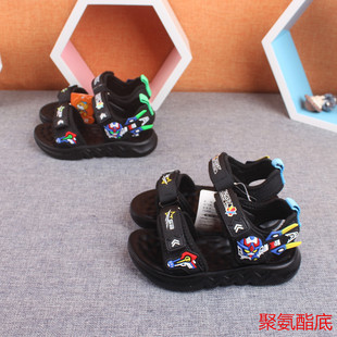 Summer Boys' Sandals Summer Children's Cartoon Beach Shoes Korean Style Little Boy Handsome Non-Slip Open Toe Trendy Sandals
