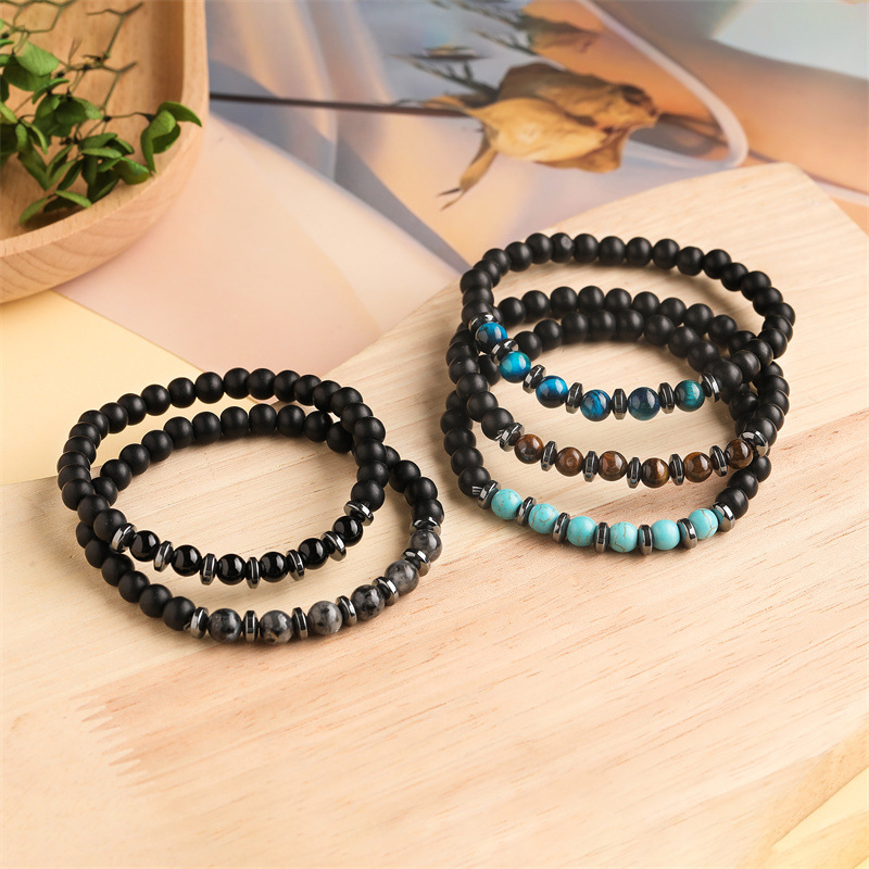 Fábrica directa de piedra natural ojo de tigre pulsera de cuentas pulsera de piedra de biliar negra productos acabados joyería pulsera multicolor al por mayor