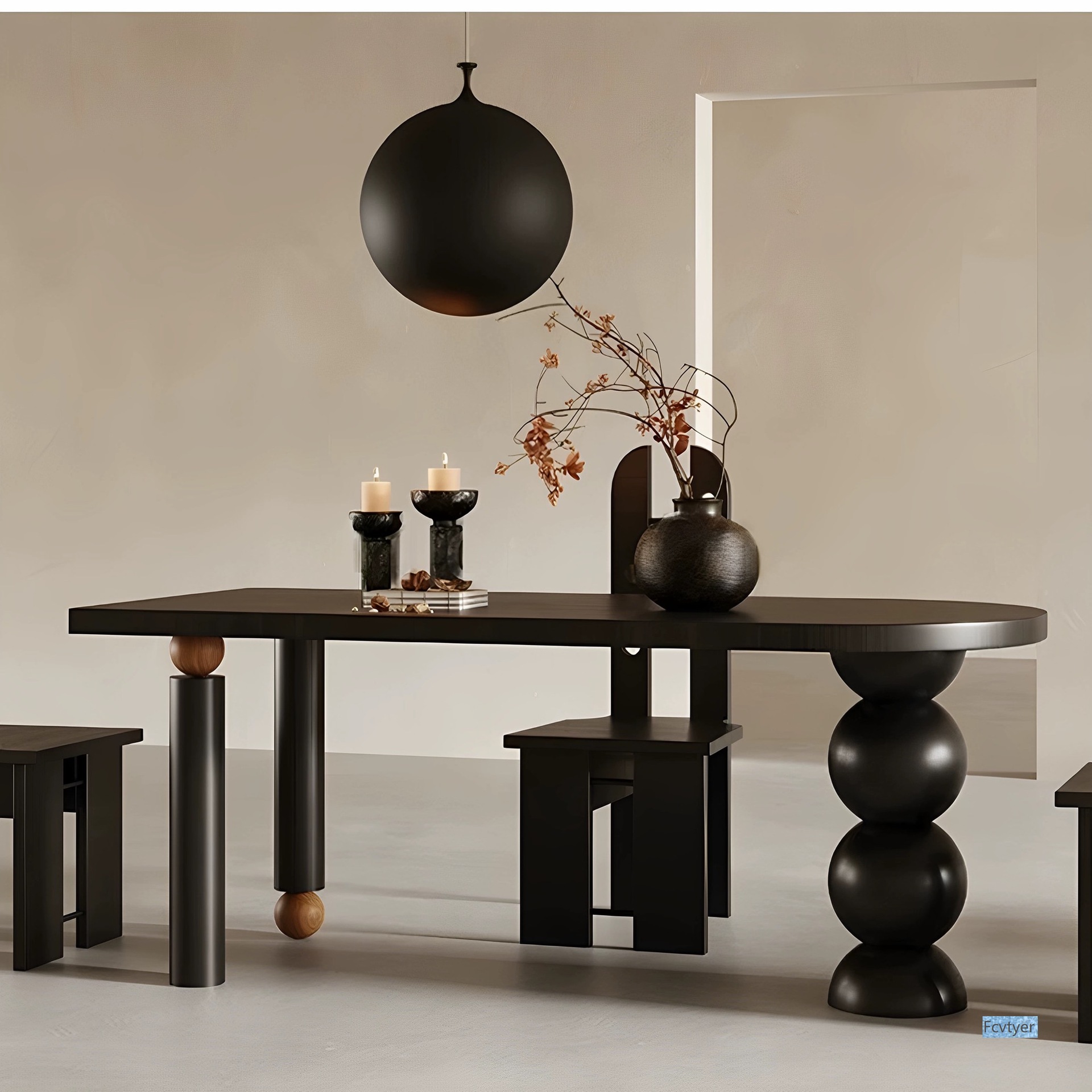 Miaola Antique Semi-Circular Solid Wood Dining Table Home Desk Dining Table Office Long Table Living Room Designer French Style