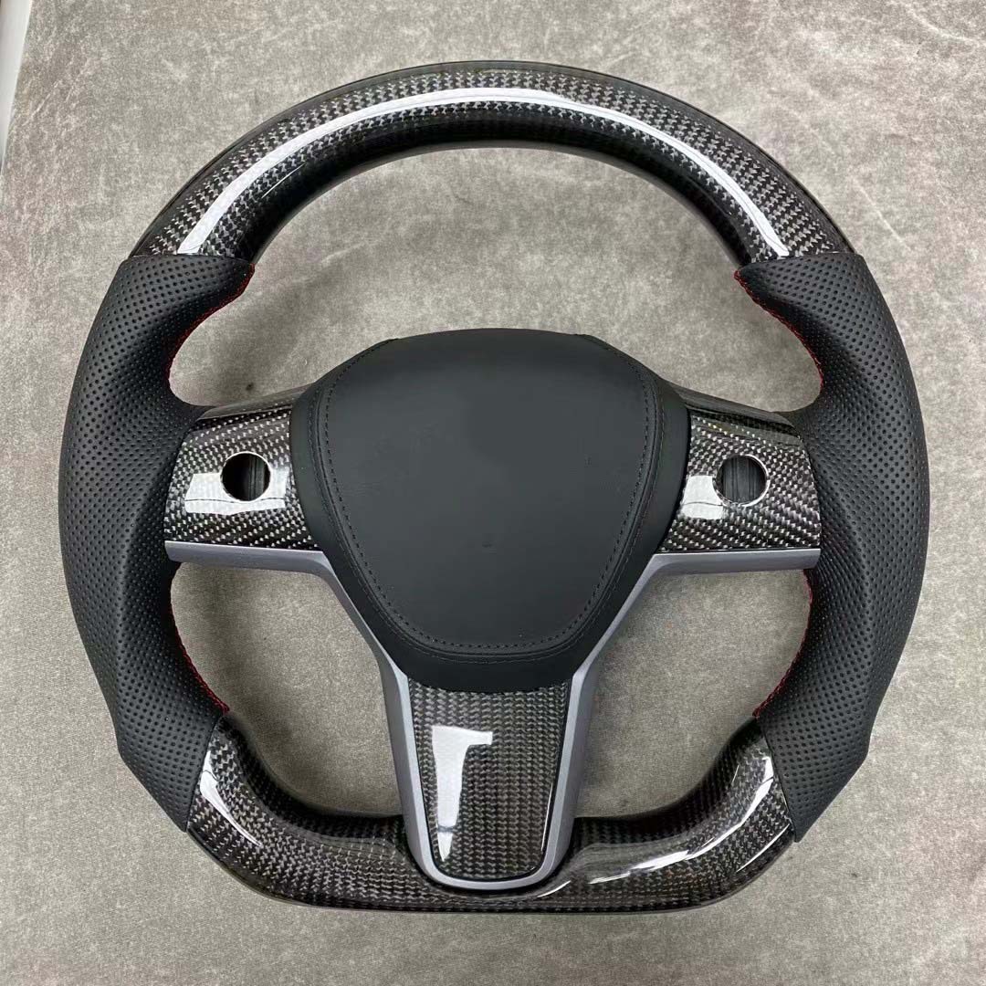 Cross-border exclusive carbon fiber steering wheel modification suitable for Tesla Model 3 car interior steering wheel processing