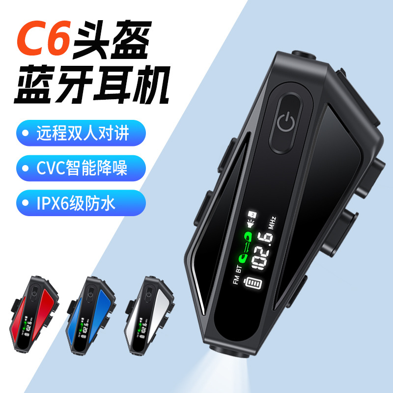 Tk Douyin Temu New Private Model Helmet Headset Led Lighting Intercom Waterproof Noise Reduction Motorcycle Helmet Headset