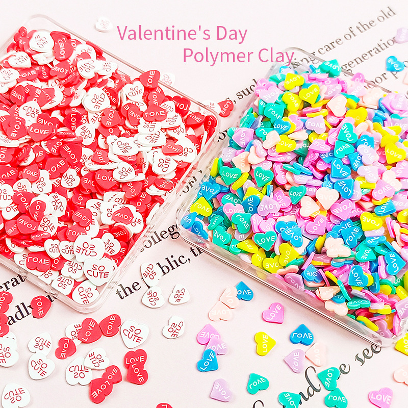 Love soft pottery jewelry slice love Valentine's Day 5MM heart nail jewelry handmade DIY soft pottery slice