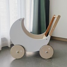 月亮推车白色过家家车子韩国影楼拍照摄影儿童小车子木制玩具车