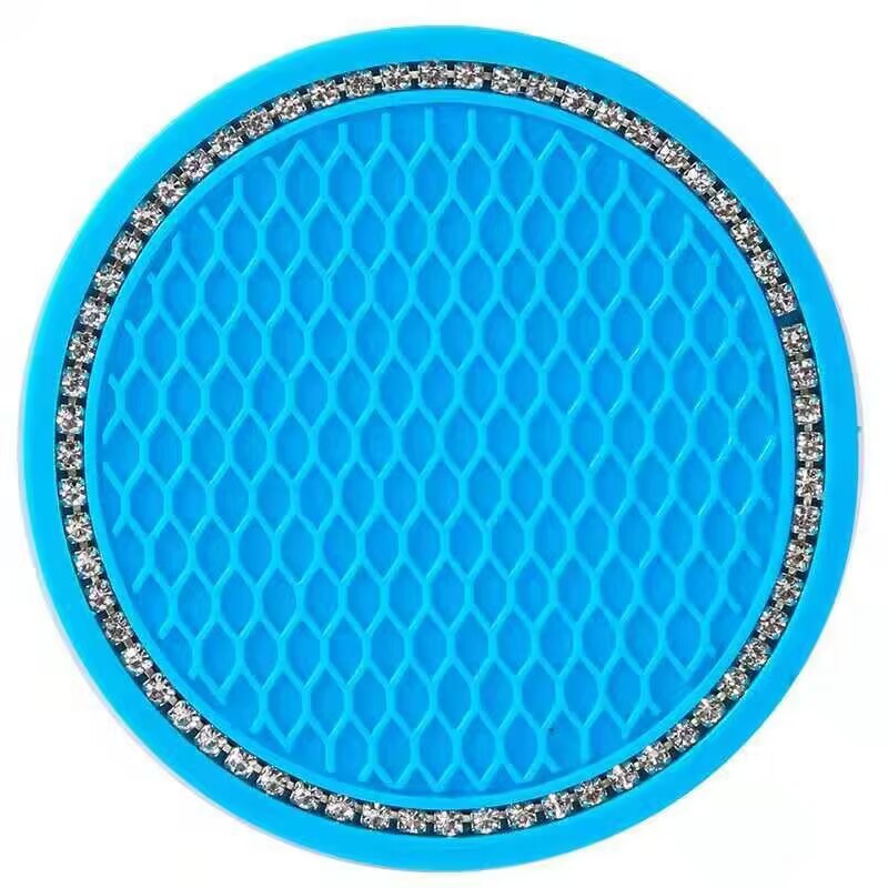 Diamante transfronterizo taza de agua estera redonda de silicona antideslizante estera taza almohadilla de aislamiento térmico rhinestone accesorios creativos del coche