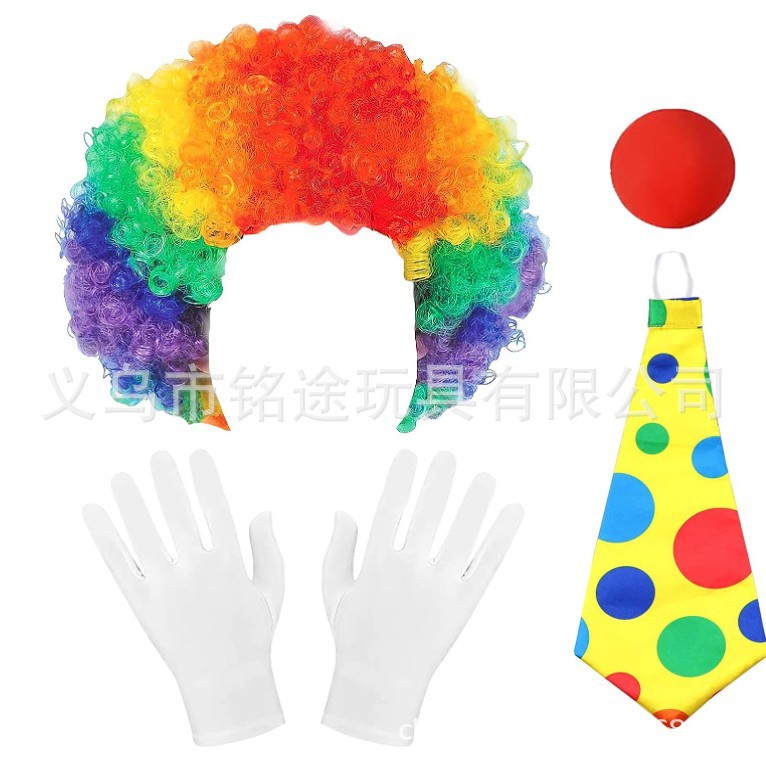 Joker Dress Up Performance Disfraces Colorido iridiscente Fan Cabeza explosiva Peluca Cabello rizado Cabello Cabello Funda Joker cos