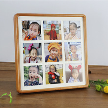 宝宝周岁宫格实木相框摆台儿童成长证件照装裱九宫格洗照片做相框
