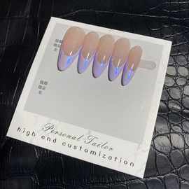 原创新款纯手工穿戴甲春季上新紫色魔镜粉大法式源头工厂直发