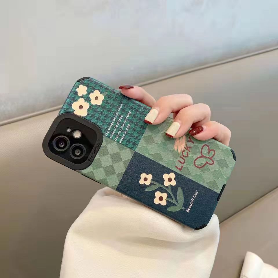 Green Diamond Grid Phone Case For Samsung A71 A53 A32 Protective_voghion.com