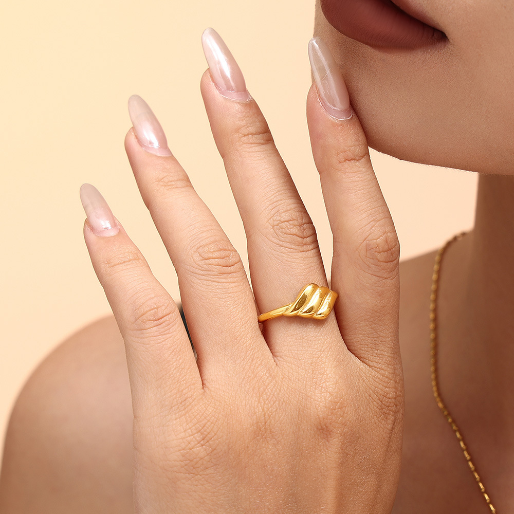 Light Luxury Style Geometric Texture Open Ring, Women's Titanium Steel Niche, Light Luxury Feeling, Adjustable Bracelet_voghion.com