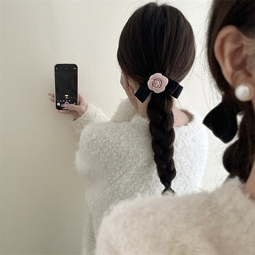 French classic retro elegant camellia bow hair clip for women, design-sensational temperament side hair clip, new hair accessory