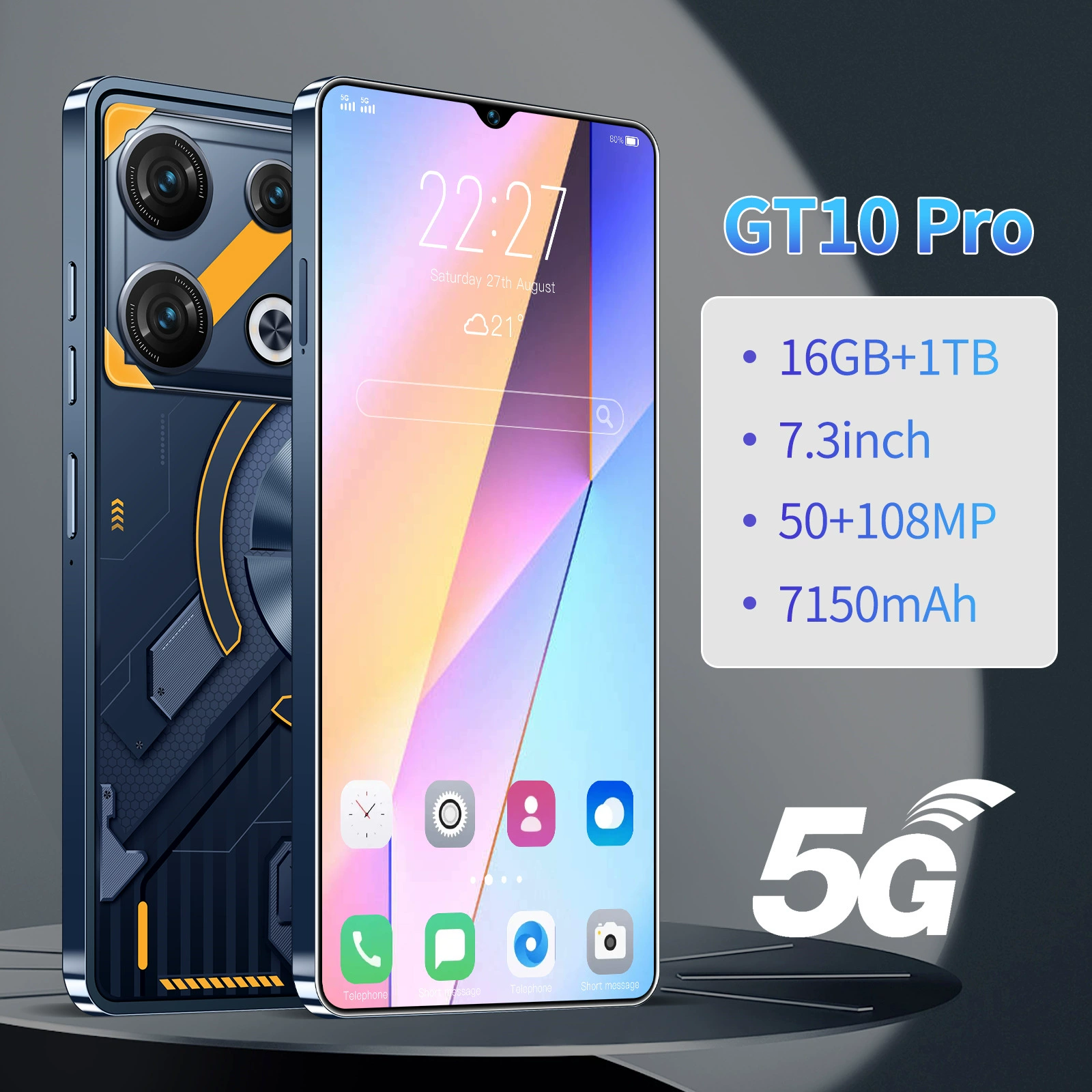 Взрывной кросс-бордерный внешний торговый мобильный телефон GT10 ProOversized большего экрана HD 16+1T память источник фабрика оптовая торговля Шэньчжэнь